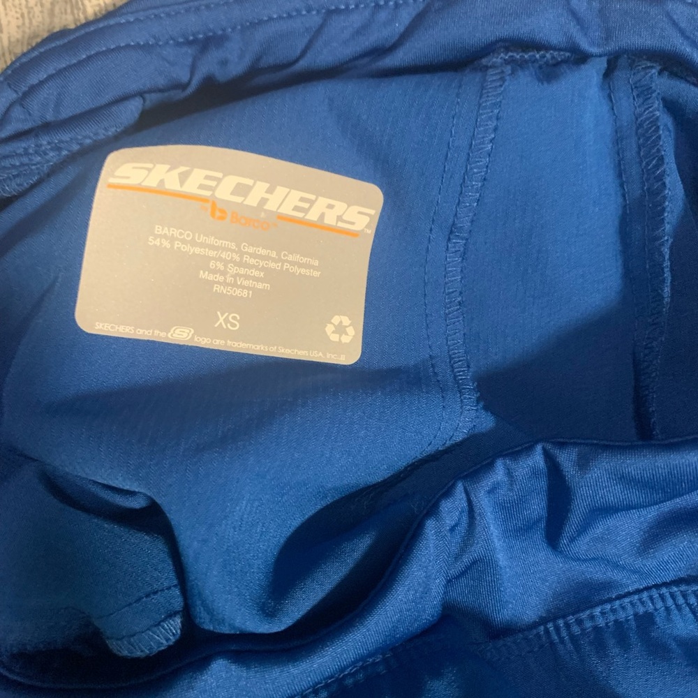 Blue stretchy scrub pants
